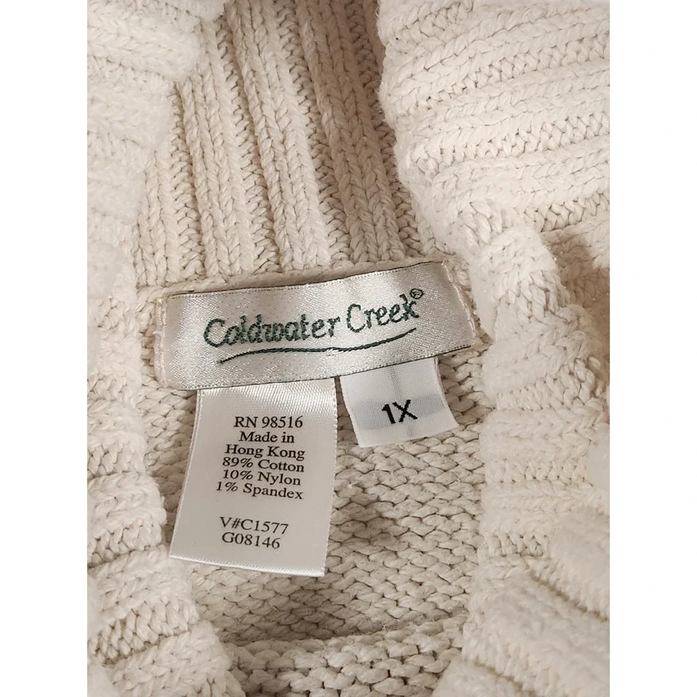 Vintage Coldwater‎ Creek Cream Ivory Thick Cotton Turtleneck Sweater Size 1X